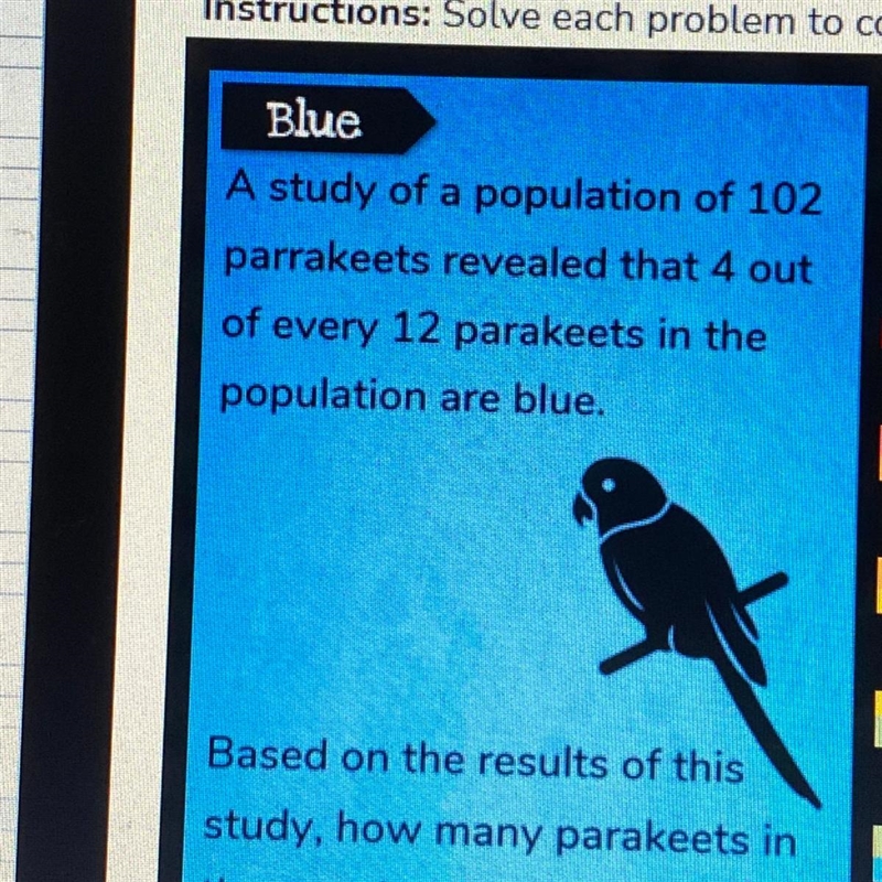 How many parakeets in the population are not blue-example-1