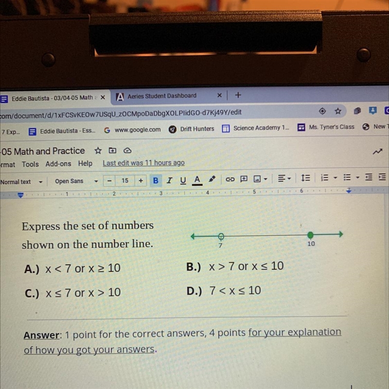 Express the set of numbers shown on the number line-example-1