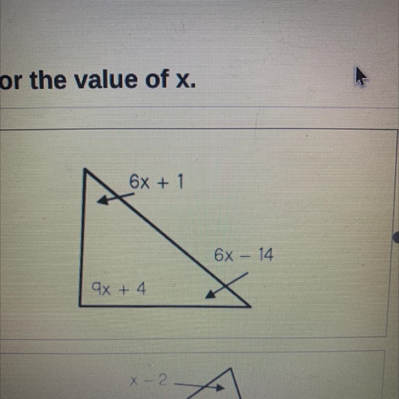 Can someone help me find x of this triangle-example-1