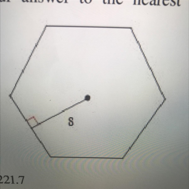 Find the area of the given regular polygon Round your answer to the nearest tenth-example-1