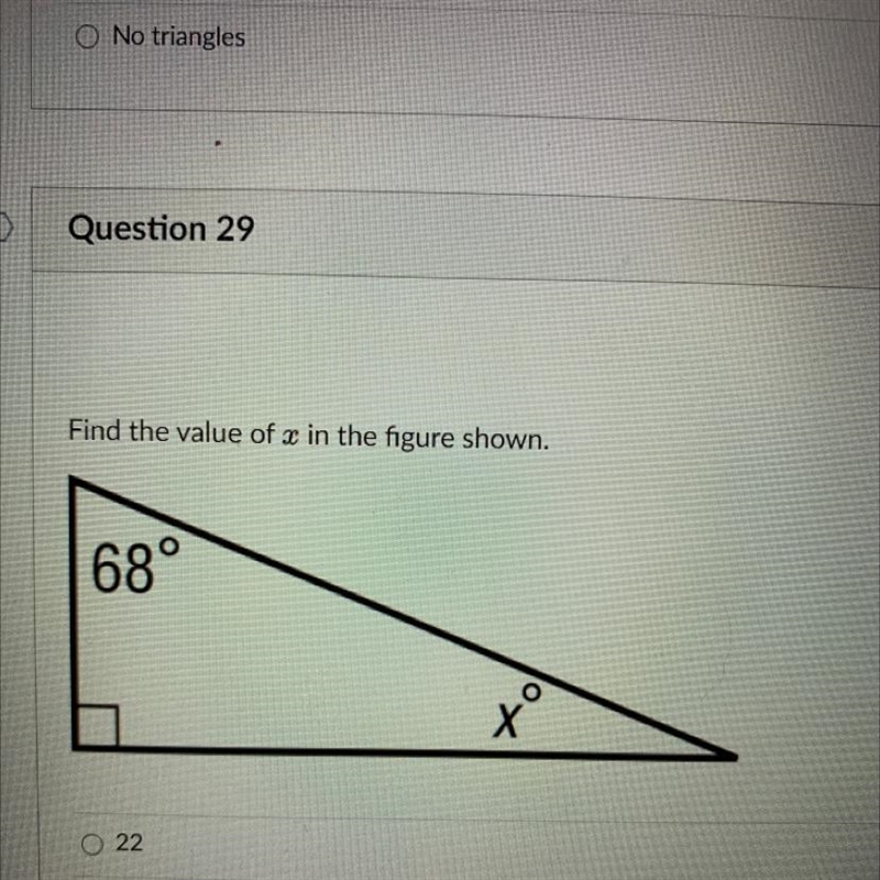 Value of x in figure shown below a.22 b.20 c.45 d.80-example-1