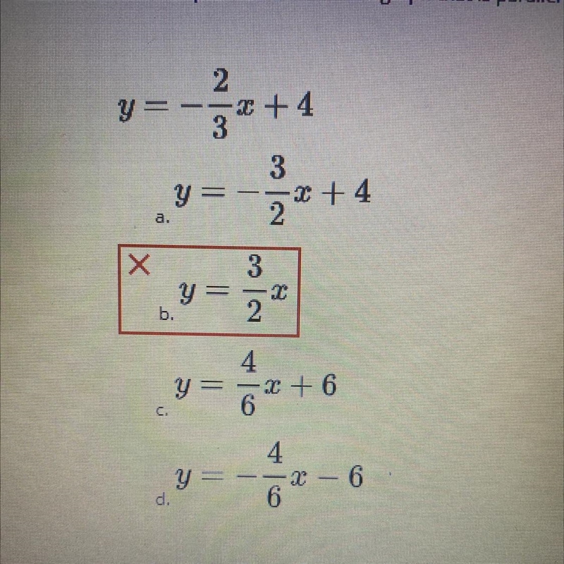 Which equation would have a graph that is parallel to the following equation? Answers-example-1