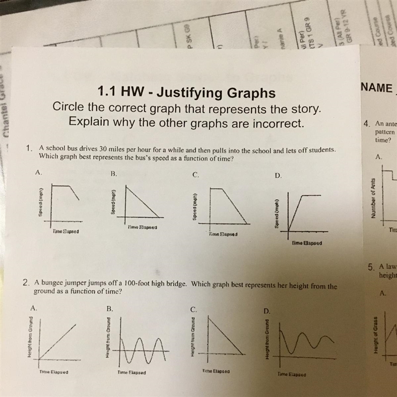 Justifying Graphs Circle the correct graph that represents the story. Explain why-example-1