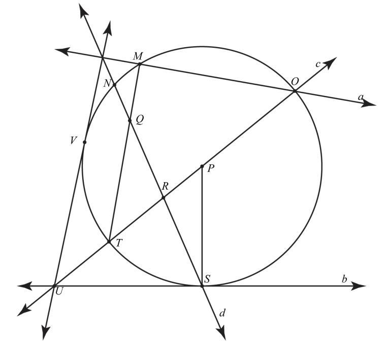 Radius of circle is 6 and I need help finding the angles, SUT is 39 and MOP is 49 degrees-example-1