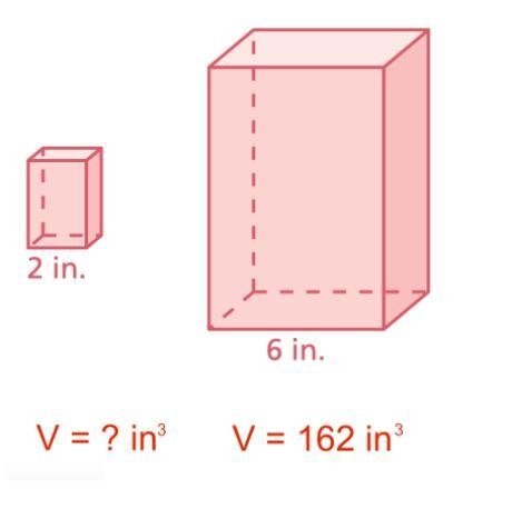 The solids are similar. Find the volume of the smaller solid.-example-1