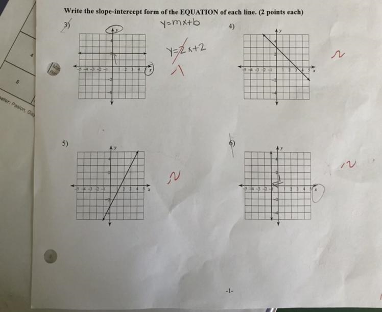 Write the slope intercept form of the equations of each line-example-1