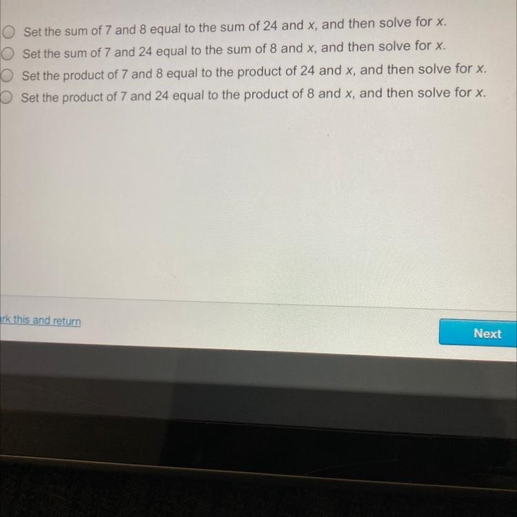 How can you solve for X in the proportion of7/8 equals X/24￼-example-1