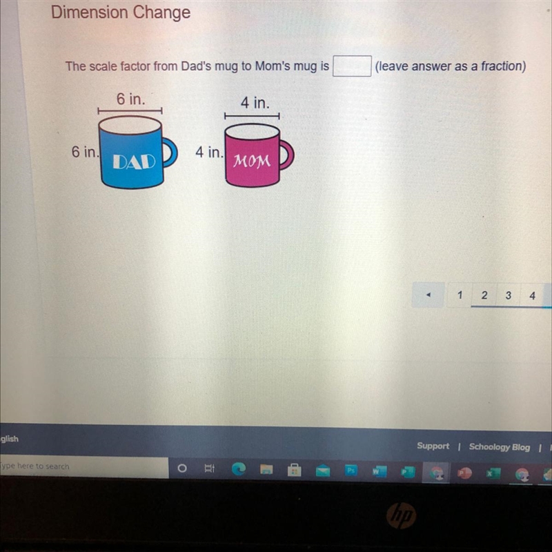 The scale factor from Dad's mug to Mom's mug is (leave answer as a fraction)-example-1