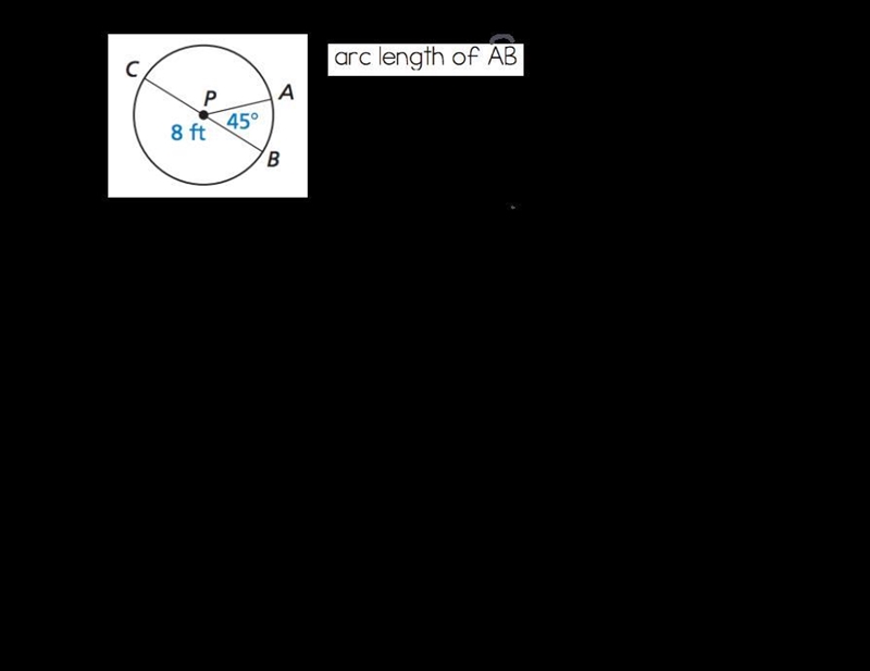 Find the Arc Length of AB (picture provided) and show work.-example-1