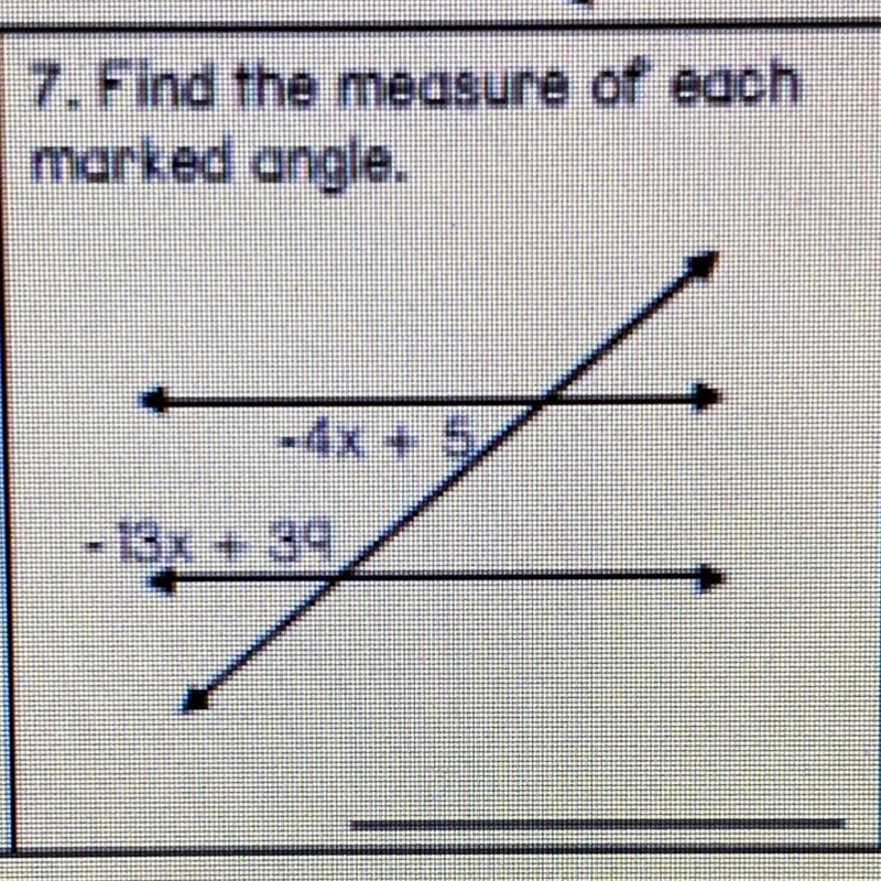 7. Find the measure of each marted angle-example-1