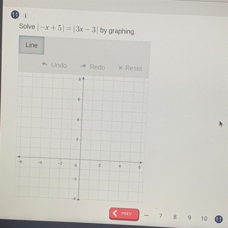 Solve |-x+ 5| = |3x – 3| by graphing.-example-1