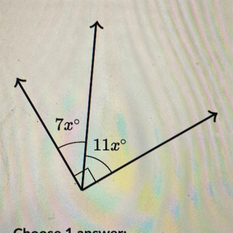 Which equation can be used to solve for x in the following diagram? 7xº 11x°-example-1