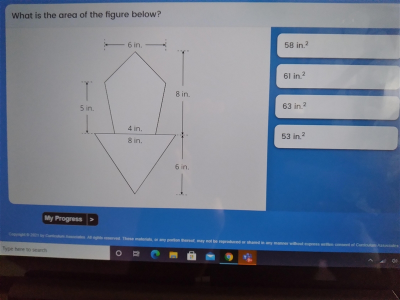 What is the area of the figure below?-example-1