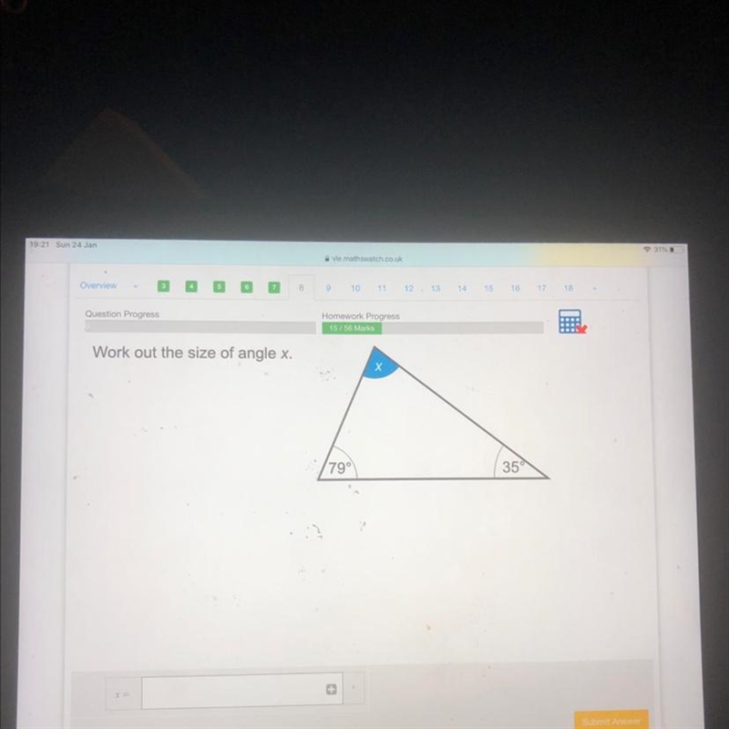 Work out the size of angle x.-example-1