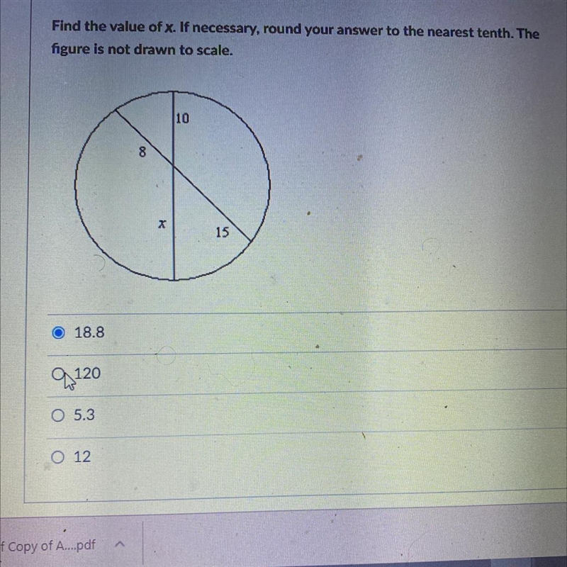 Find the value of x. If necessary, round your answer to the nearest tenth. The figure-example-1