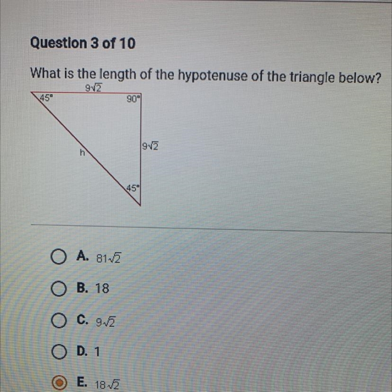 What is the length of the hypotenuse of the triangle below?-example-1