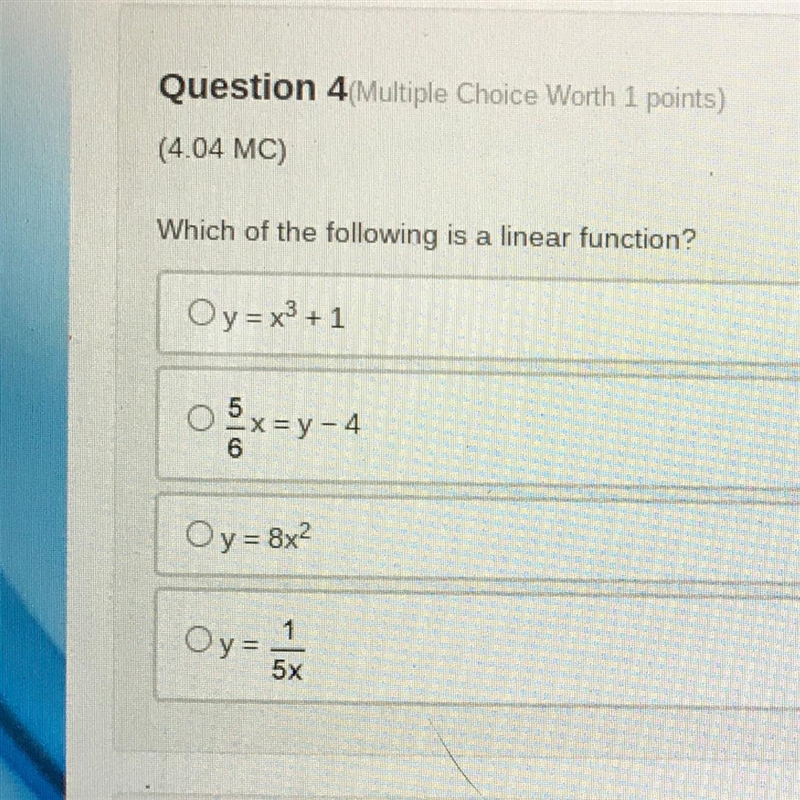 Which of the following is a linear function (Flvs)-example-1