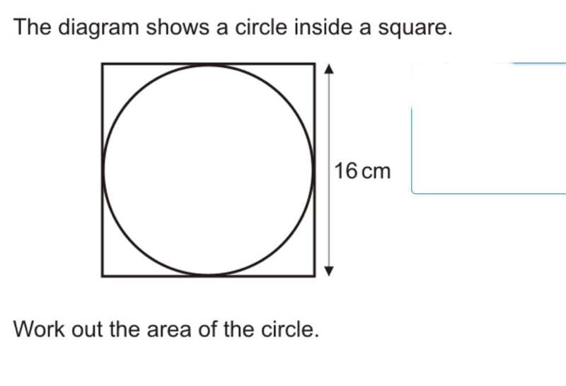 The diagram shows a circle inside a square. Work out the area of the circle.-example-1