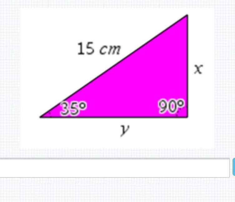 In the triangle below, x= cm round to the nearest tenth-example-1