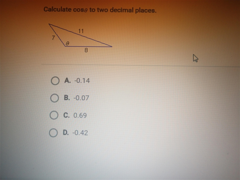 Calculate cos0 to two decimal places.-example-1