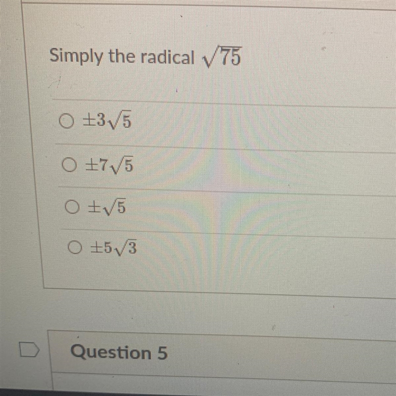 Simplify the radical 75-example-1