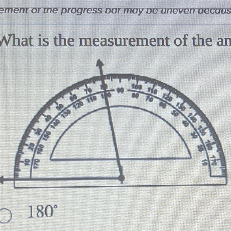 What is the measurement of the angle shown below? 180° 80° 10° 100-example-1