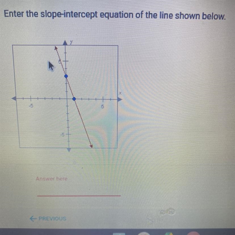 Enter the slope-intercept equation of the line shown below. Is it y=-3x+3 or is it-example-1