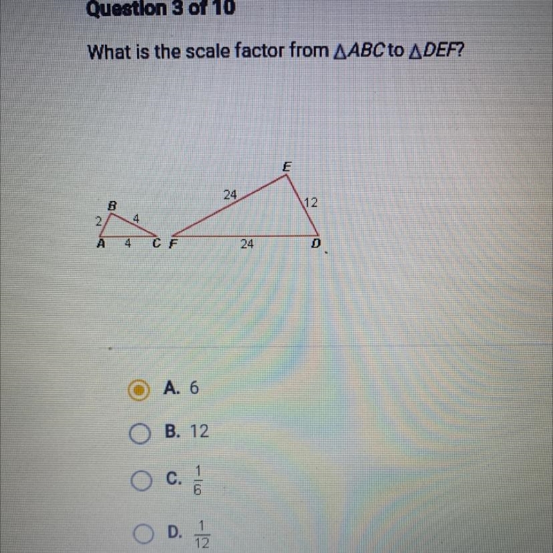 Is the correct answer a) 6 or c) 1/6?-example-1