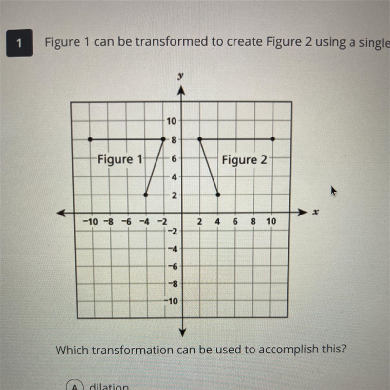 EXTRA POINTS Is the transformation a dilation, rotation, reflection, or a translation-example-1