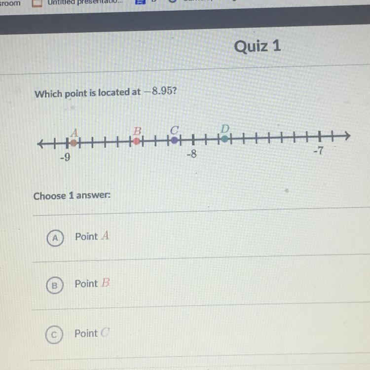 Which point is located at -8.95?-example-1