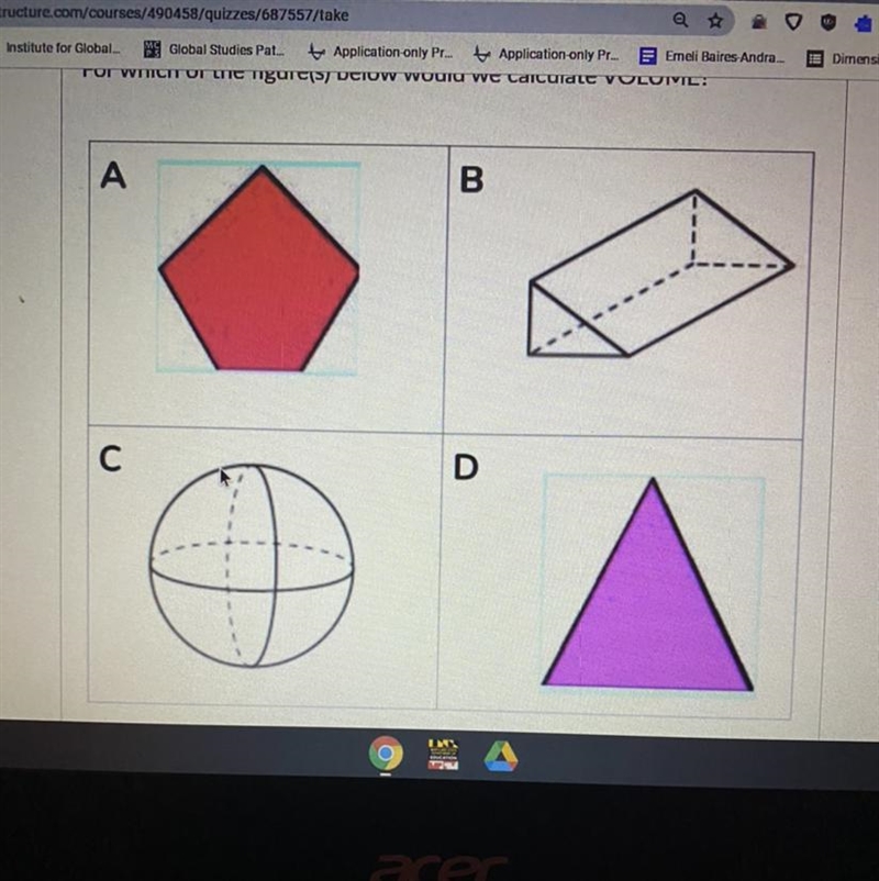 For which of the figure(s) below would we calculate VOLUME? A: Figure A only B:figure-example-1