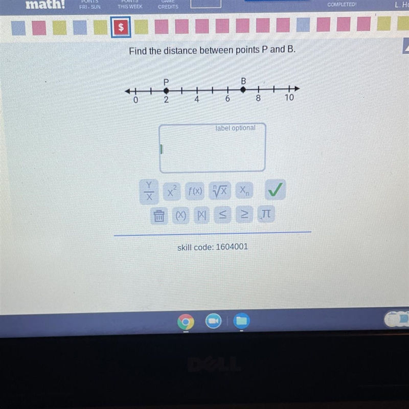 Find the distance between points P and B.-example-1