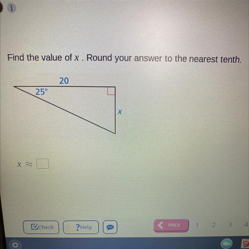 Find the value of x. Round your answer to the nearest tenth.-example-1