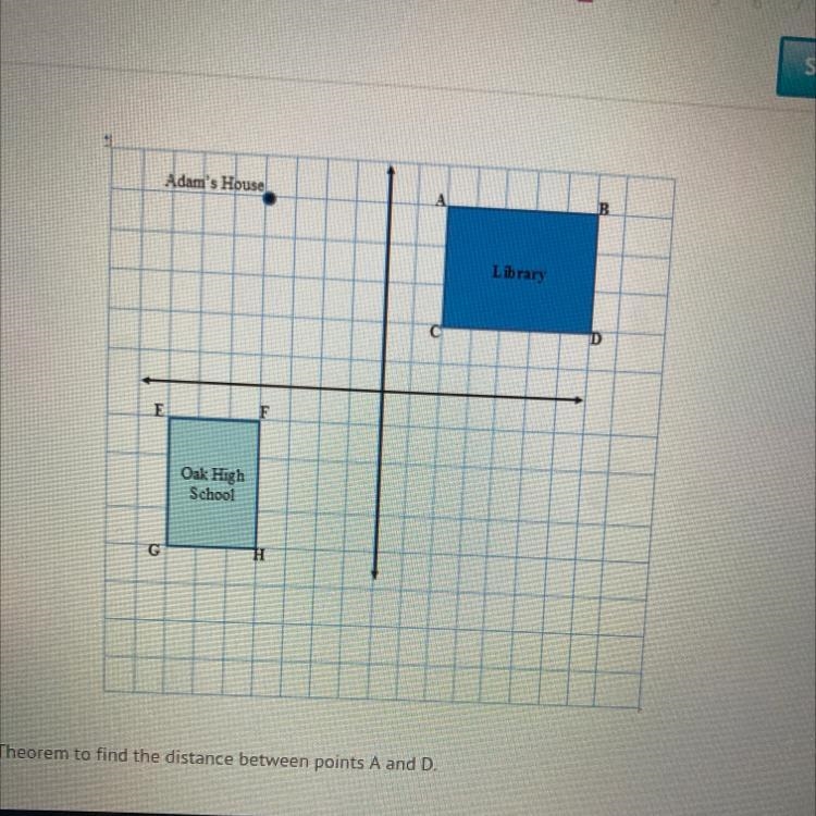 Use the Pythagorean Theorem to find the distance between points A and D. es -)) A-example-1