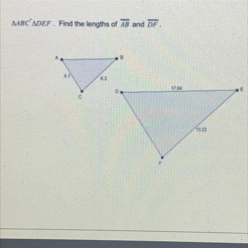 The length of Ab & Df with work shown-example-1