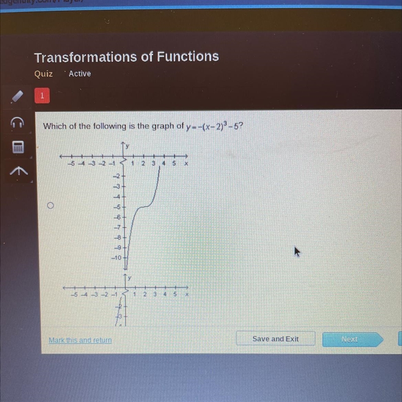 Which of the following is the graph of y = -(x-2)^3 -5?-example-1