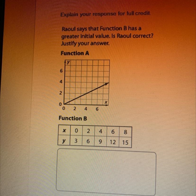 Raoul says that Function B has a greater initial value. Is Raoul correct?-example-1