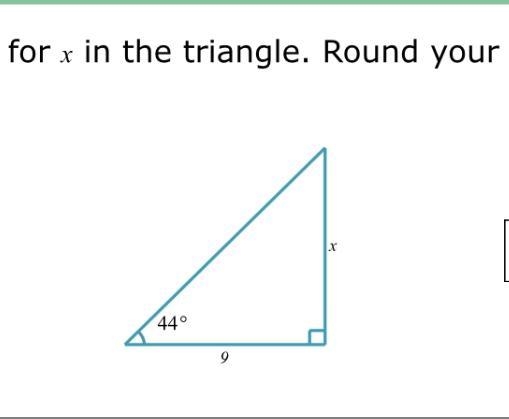 Solve for x in a triangle. Round your answer to the nearest hundredth-example-1