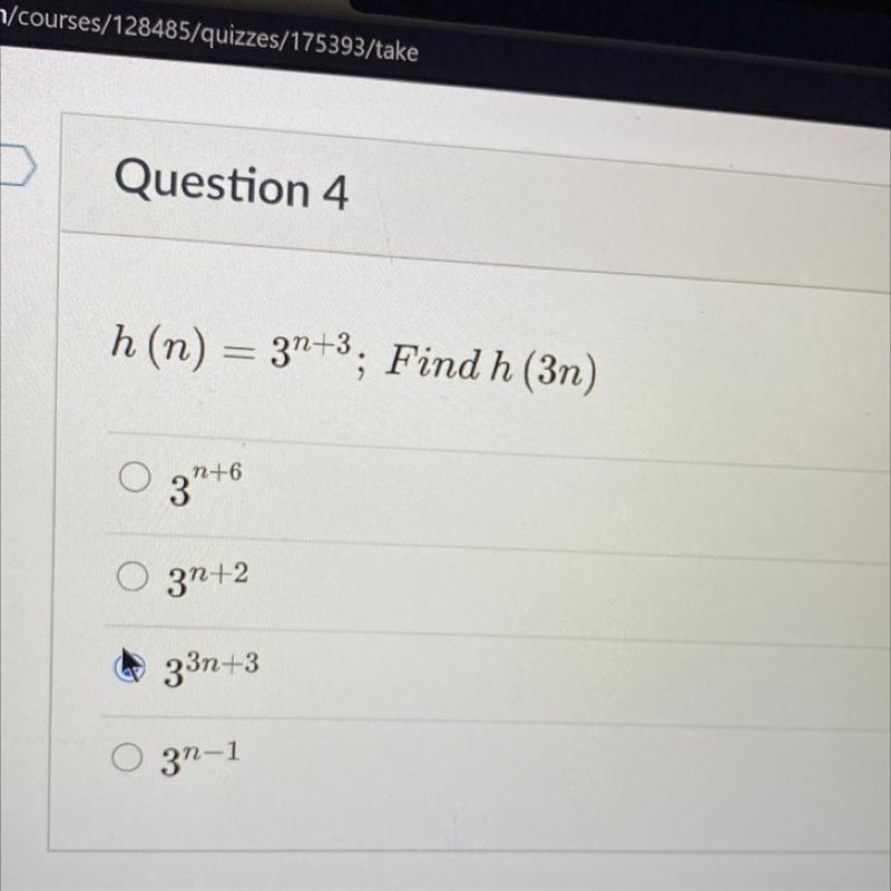 H(n) = 3^n+3; Find h (3n)-example-1