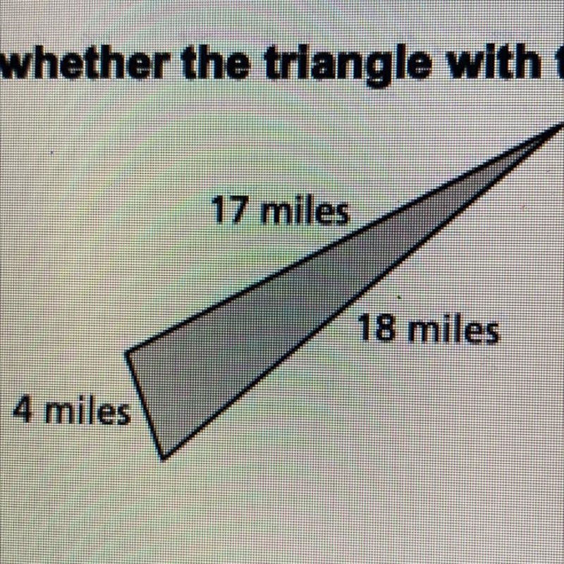 Tell whether the triangle with the given side lengths is a right triangle-example-1