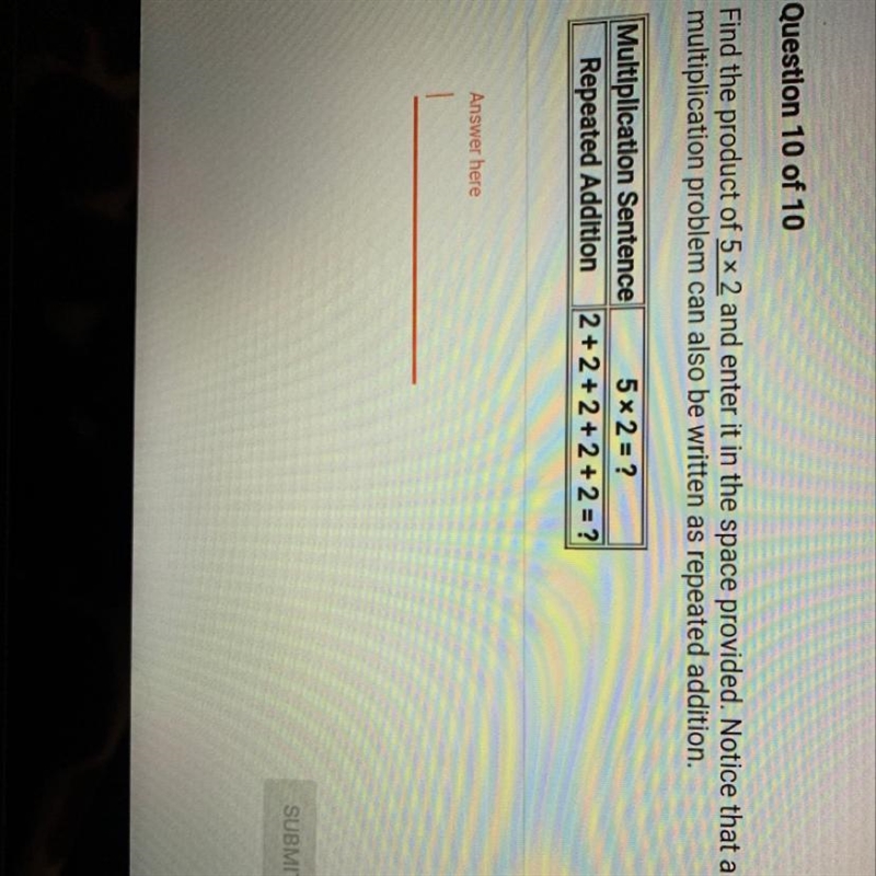 Help !!! Find the product of 5 x 2 and enter it in the so ABCD provided-example-1