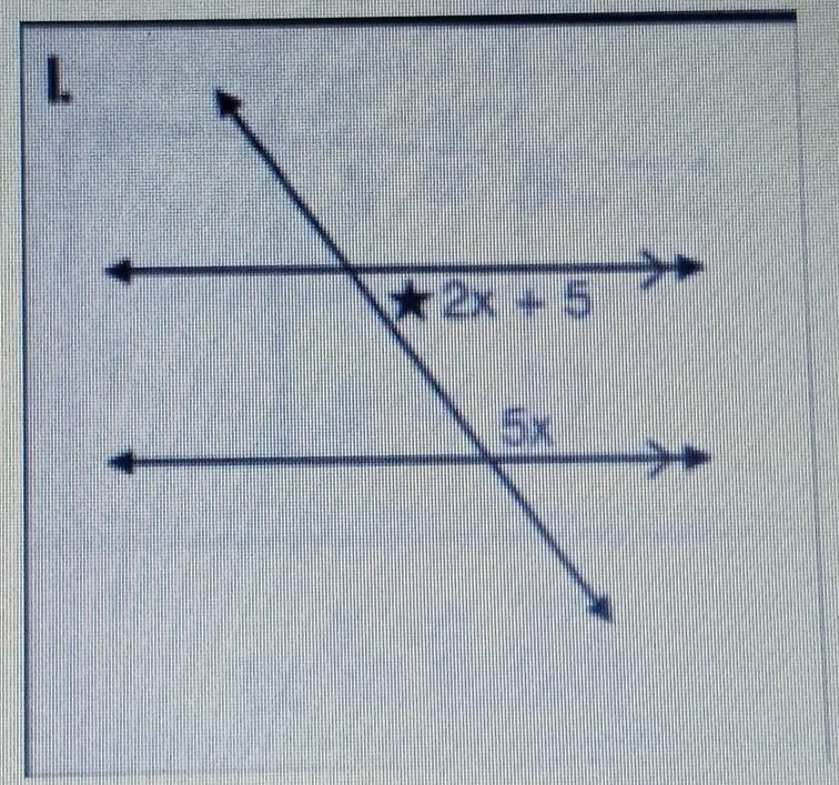 Find the value of x and find the value of the angle with a star in it​-example-1