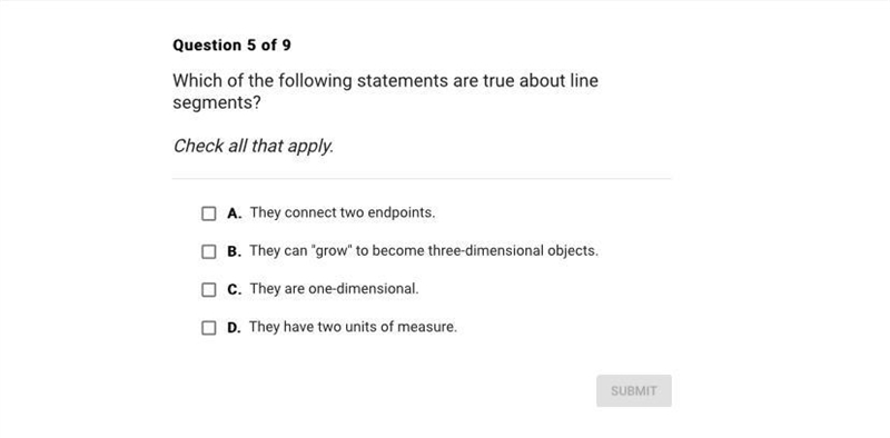 Which of the following statements are true about line segments?-example-1