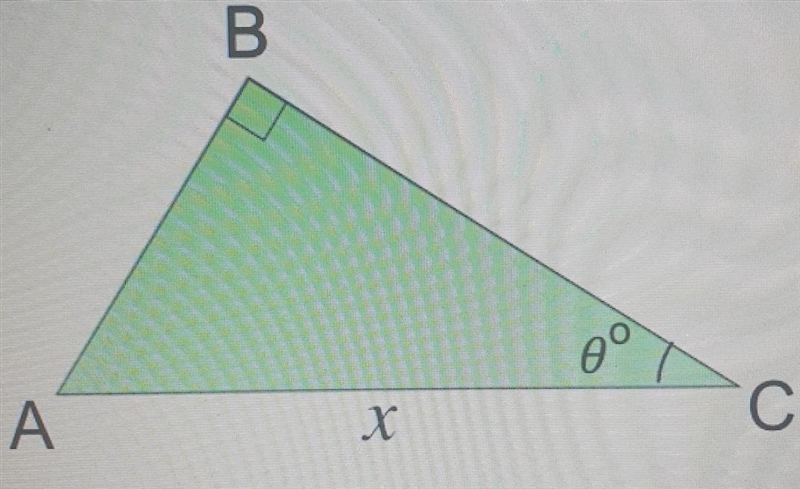 Given that x = 5.4 m and 0 = 26°, work out BC rounded to 3 SF. B O ou A x С The diagram-example-1