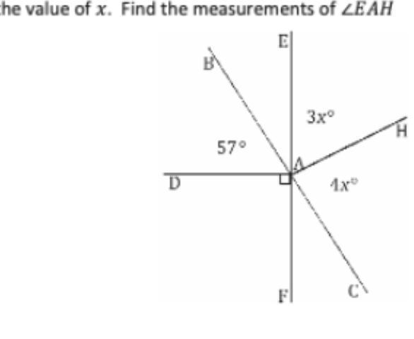 PLEASE HELP!!!!! Lines BC and EF meet at A. Set up an equation to find the value of-example-1