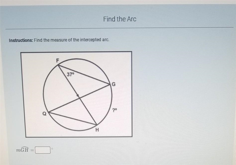 HELP OVER HERE LOL !! Find the measure of the intercepted arc​-example-1