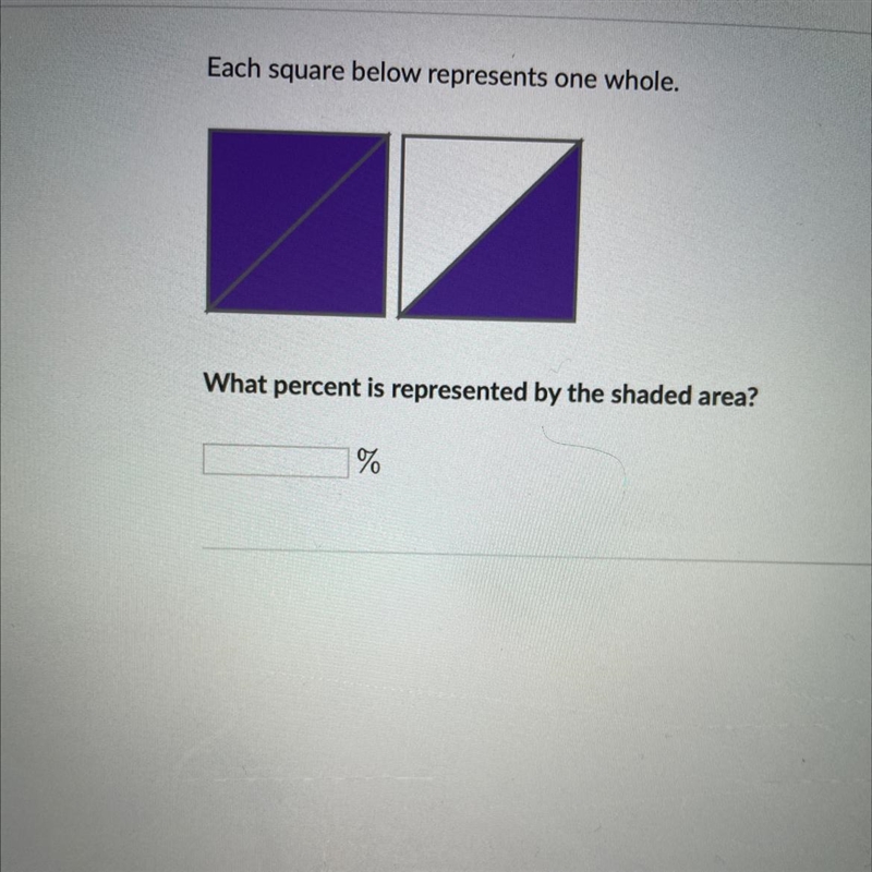 Each square below represents one whole. What percent is represented by the shaded-example-1