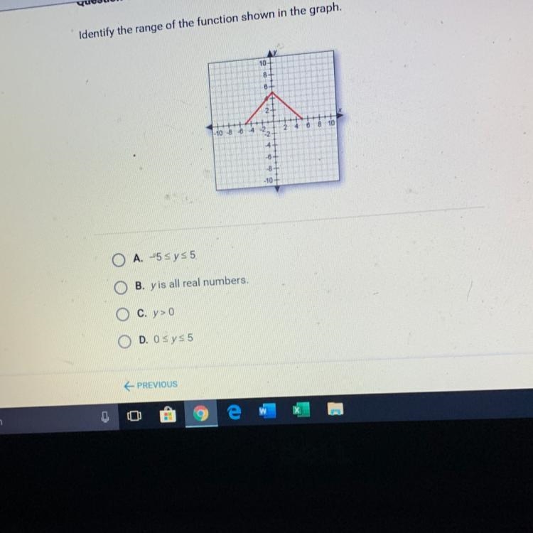 Identify the range of the function shown in the graph.-example-1