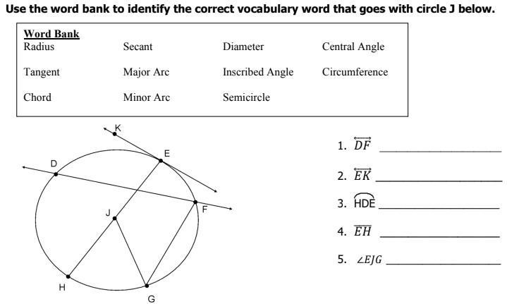 Use the word bank to identify the correct vocabulary word that goes with circle J-example-1