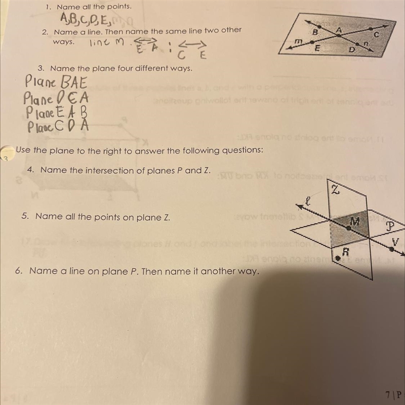 I need help with 4, 5, and 6 and this is Geometry.-example-1